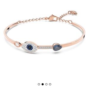 Swarovski Symbolica Evil Eye Bangle Bracelet Rose Gold